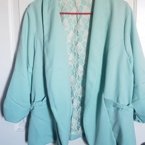 Mint green lace lined maurices 2x blazer